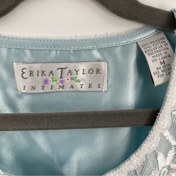 Erika Taylor Satin Look Cotton Lined 3/4 Sleeve Button Up Embroidered Nightgown - Picture 4 of 13